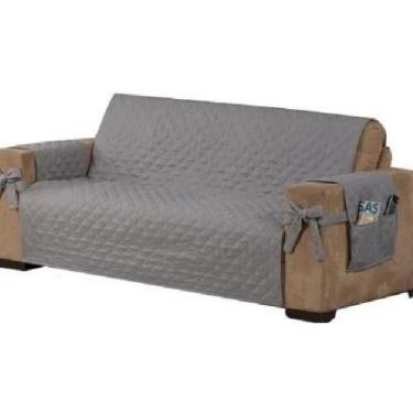 Imagem de Manta De Sofá 3  Lugares King Laço E Porta Controle Cinza