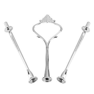 Imagem de Al?a de suporte de bandeja de bolo multicamadas,suporte de montagem de ferragens Al?a de expositor de bolo Al?a de suporte de sobremesa de liga de zinco(3 coronas de plata), Al?a de bandeja para