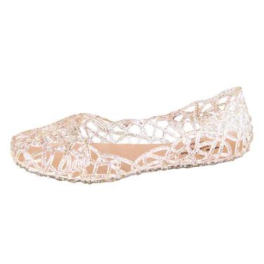 Imagem de Sandálias de verão respiráveis para geleia sandálias de praia casuais vazadas femininas em sapatilhas sandálias femininas para sapatos aquáticos (ouro, 35)