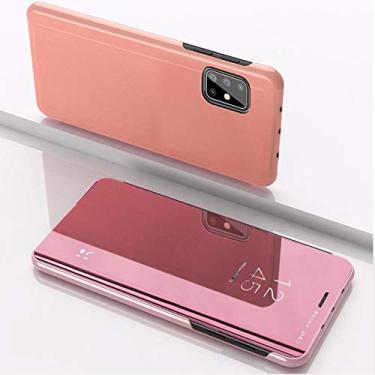 Imagem de Capa flip espelhada para Samsung Galaxy A52 A53 A12 A51 A72 A32 A71 A50 A21s A13 A40 A70 A22 4G 5G capa para Samsung A52s 5G (ouro rosa, Galaxy Note 10)