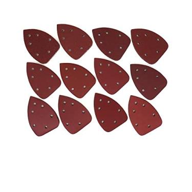 Imagem de SHENGANG 25 peças 140 * 98 mm 6 furos folhas de lixamento triângulo detalhe do mouse lixa gancho laço grãos disco de lixa abrasivo para lixamento de madeira, 80