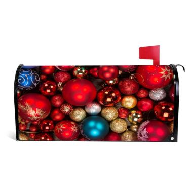 Imagem de Vantaso Capas de caixa de correio magnéticas bolas de natal coloridas adesivos de caixa de correio capa de poste decoração 20,6 x 18 polegadas