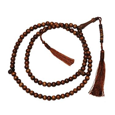 Imagem de Contas de oração Stigi (madeira de ferro) naturalmente tingidas com 2 divisórias e borlas marrom escuro