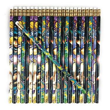 Imagem de Lucky Pine Lápis Galaxy, lápis do espaço sideral, lápis infantis de ciência, feito nos EUA (conjunto de 24 lápis)