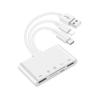 Imagem de Adaptador de leitor de cartão de memória Lightning tipo-c OTG SD TF USB C para telefone/Pad/Android/Mac/computador/câmera/MacBook, suporta SD/Micro SD/SDHC/SDXC/MMC e USB OTG