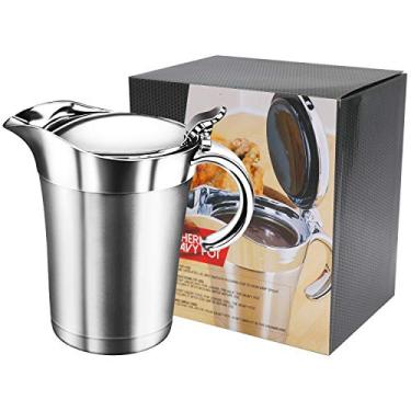 Imagem de IAXSEE – Barco de molho de 946 ml Extra Grande de aço inoxidável 304, aquecedor de molho, jarra para creme de parede dupla e molho de caramelo para café, jarra de aço inoxidável