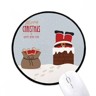 Imagem de DIYthinker mas Papai Noel presente ano novo mousepad desktop escritório tapete redondo para computador