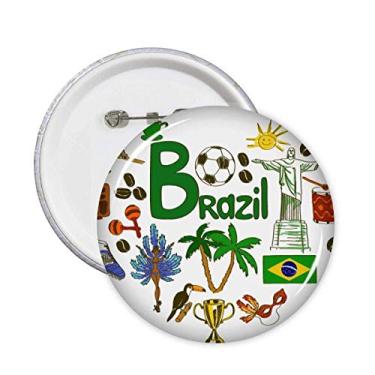 Imagem de Broche de bandeira nacional de coração de amor do Brasil, broches, emblema, acessório, decoração, 5 peças