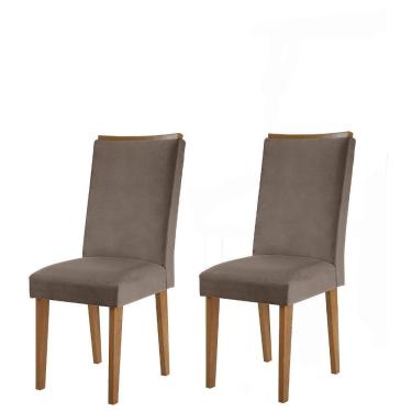 Imagem de Conjunto com 2 Cadeiras Lunara Veludo Marrom Rufato