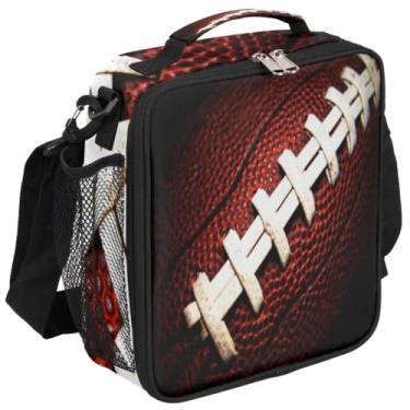 Imagem de Lancheira de futebol americano infantil com isolamento térmico para meninas e meninos, bolsa térmica para preparação de refeições congelável com alça de ombro à prova d'água recipiente de almoço para escola, escritório, piquenique