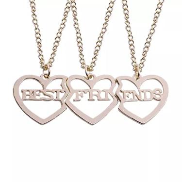 Imagem de CNBPIC 3Pcs/Set Melhores Amigos Para Sempre Colar Amor Coração Pingente Joias Acessórios Presente