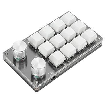 Imagem de Mini teclado mecânico de 12 teclas com uma mão, teclado macro programável de atalho multifuncional com botão para Vista Macos (preto e branco)