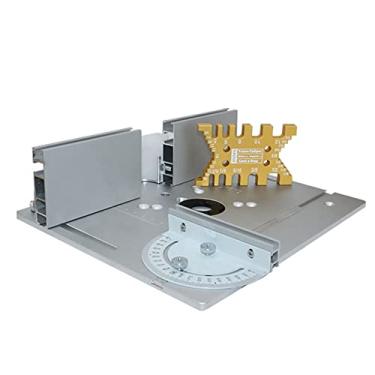 Imagem de Chusui Conjunto de 4 placas de inserção de mesa rotativa liga de alumínio fresadora de madeira máquina de aparar ferramenta auxiliar de gravação bancadas de carpintaria