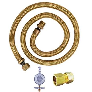 Imagem de 1 mangueira 2m + adaptador + registro 1k para fogão gás botijão GLP