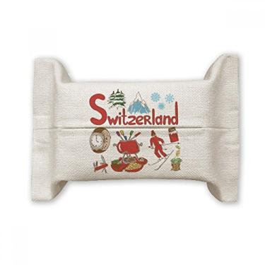 Imagem de Suíça National Symbol Landmark Capa de papel para lenços faciais Bolsa de linho de algodão