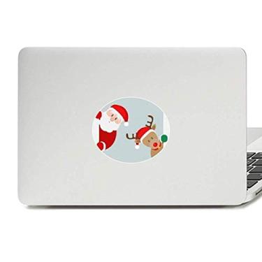 Imagem de Adesivo de Natal Papai Noel, Alce, Peep, vinil, emblema, gráfico, laptop, decalque