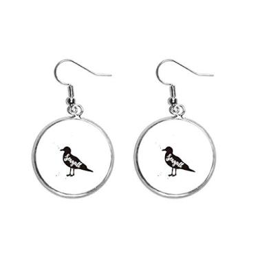 Imagem de Brinco de gaivota, preto e branco, com pingente de orelha de animal, joia feminina bijuteria