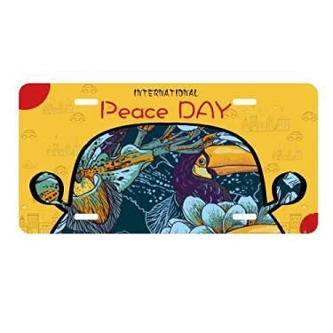 Imagem de DIYthinker Placa de licença de animal padrão contínuo quadrado de pássaro orquídea etiqueta decoração de carro dia da paz