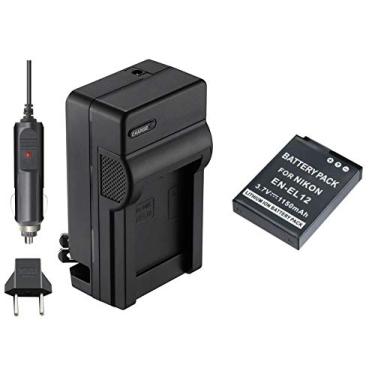 Imagem de KIT BATERIA + CARREGADOR EN-EL12 para câmera digital e filmadora Nikon Coolpix S70, S610, S620, S630, S640, S710, S1000