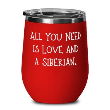 Imagem de Funny siberian Cat s, All You Need is Love and a siberian, Útil taça de vinho para os amantes de gatos de amigos