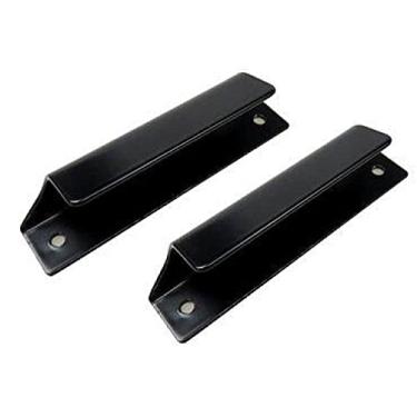 Imagem de 2 peças de liga de alumínio, puxador da porta deslizante montado na parede, gaveta da porta, puxador da porta de vidro para ferragens de móveis, preto