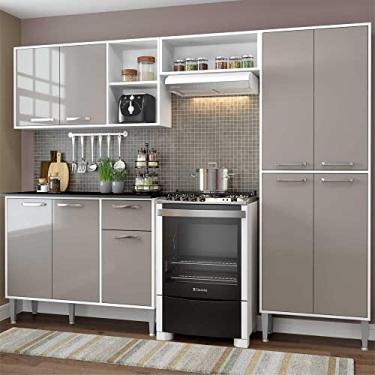 Imagem de Cozinha Compacta com Armário e Balcão Xangai Multimóveis Vm2840 Branca/lacca Fumê
