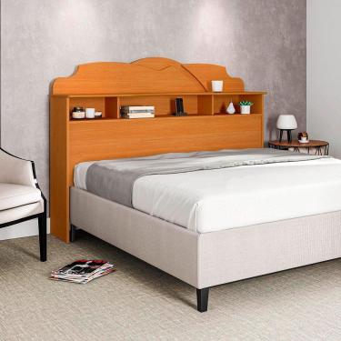 Imagem de Cabeceira Casal Cama Box 1,40M Com Nicho Cristal - Nature - Cor: Marrom