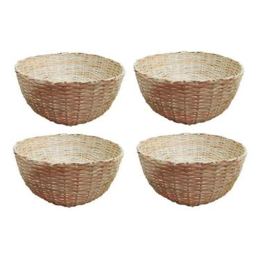 Imagem de Kit 4 Balaio Bambu 35cm Cesto Palha Artesanal Decoração