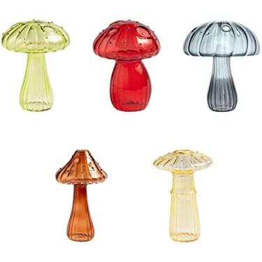 Imagem de Vaso De Cogumelo 5 Peças, Vaso De Flores De Cogumelo Transparente, Vaso De Vidro Hidropônico De Cogumelo, Vaso De Planta De Cogumelo, Vasos De Arranjo De Flores, Vasos De Plantas, Vaso De Vidro, V