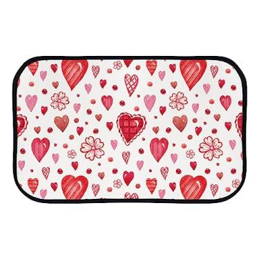 Imagem de DreamBay Tapetes de porta pequenos tapetes de chão 60 x 39 cm vermelho aquarela corações flores anti fadiga tapete de pé interior ao ar livre capacho de boas-vindas tapete de entrada antiderrapante