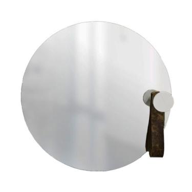 Imagem de Espelho Funcional Hook Branco Alça Rajada 50 Cm Redondo - E2g Design