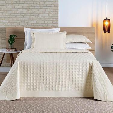 Imagem de Cobre Leito Harmonia Casal Padrão Tecido Percal 200 Fios Algodão Premium Luxo Toque Macio - Palha