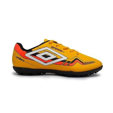Imagem de Chuteira Society Umbro Prisma+,Amarelo/Branco/Laranja Flúor,43