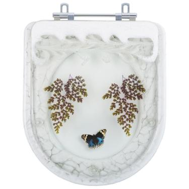 Imagem de Assento Sanitário Tampa de Vaso Vogue Plus Branco Decorado com Borboleta