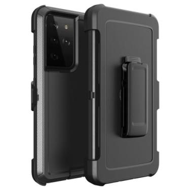 Imagem de Capa 3 em 1 com clipe para cinto, armadura resistente à prova de choque para Samsung Galaxy S22 S21 S20 S23 ULTRA S10 S9 S8 PLUS Note 20 10 9 8, para S9Plus, preta