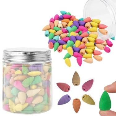 Imagem de SKYPRO Cones de Incenso de Refluxo 200 Peças, 2 Caixas de 100, Aromas Naturais Rosa Verde Chá Jasmim Lavanda Rosa para Queimador de Incenso de Refluxo Natural