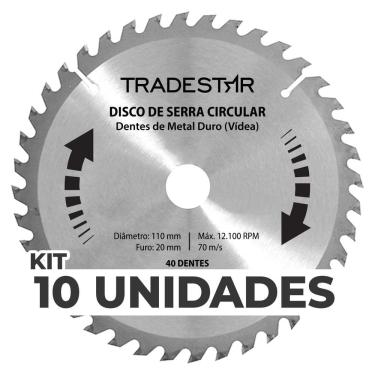 Imagem de Kit 10 Discos Serra Circular Madeira 40 D 110x20mm Makita
