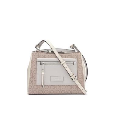 Imagem de Calvin Klein Bolsa transversal com compartimento triplo Hadley, Amêndoa/Castanho-acinzentado/Querubim Branco/Pomba, One Size