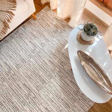 Imagem de Tapete Sala Apartamento 1.40m X 2.00m Antiderrapante Tear Artesanal Algodão Poliéster Decoração Jacquard Emborrachado Geometrico Off-White/Bege/Caramelo