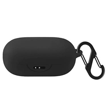 Imagem de VAEKNVG Capa de silicone compatível com Anker Soundcore Sport X10 à prova de choque, capa protetora para fones de ouvido com mosquetão (preta)