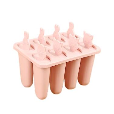 Imagem de Alipis Bolores 8 moldes de silicone para cubos de gelo rolo grande moldador forminhas de silicone forminha de silicone bandeja de molde máquina de picolé sorvete pequeno rosa