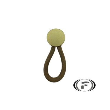 Imagem de Puxador Fune Ponto Couro Marrom Dourado Fosco Zen UNICO