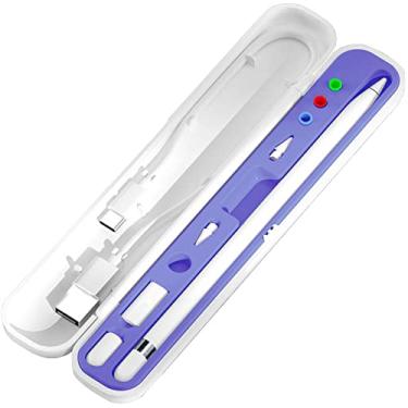 Imagem de YINVA Estojo para Apple Pencil 1ª/2ª geração, suporte e caixa de armazenamento para iPad Pencil Acessórios Dicas (roxo)