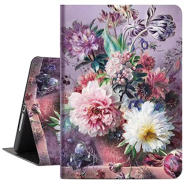 Imagem de Capa para iPad 9ª/8ª/7ª geração, 10,2 polegadas, 2021/2020/2019, capa floral para iPad 10.2, meninas, mulheres, à prova de choque, vários ângulos de visão, despertar/dormir automaticamente, flores