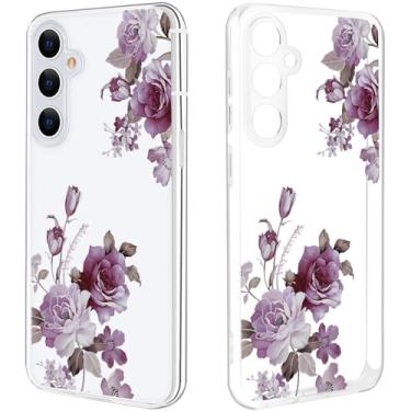 Imagem de Tcaraersing Capa protetora para Samsung Galaxy S23 FE com flores cristalinas TPU macio transparente flexível fino ajuste fino padrão floral impressão design capa protetora para meninas mulheres Galaxy S23 FE 6,4 polegadas, roseira
