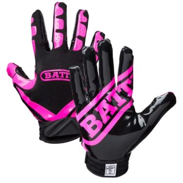 Imagem de Battle Luvas de futebol esportivo ultra-stick wide receiver - luvas de futebol adulto e jovem - adulto grande, rosa/preto