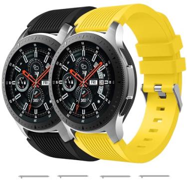 Imagem de Nacorulu Pulseira de silicone compatível com Samsung Galaxy Watch de 46 mm/Galaxy Watch 3 de 45 mm/Gear S3 Classic/Gear S3 Frontier, pulseira de silicone para relógio inteligente de 22 mm (pacote com