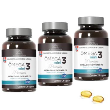 Imagem de Ômega 3 da Noruega Ultra Concentrado TG Certificado IFOS Mini Cápsulas 1.200mg EPA + DHA Fácil de Engolir (3 potes)(360 cápsulas)