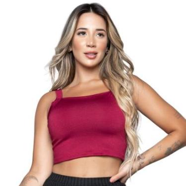Imagem de Cropped Alça Grossa Bella Fiore Top Regata Roupa Suplex Blogueira Moda Casual Feminina-Feminino