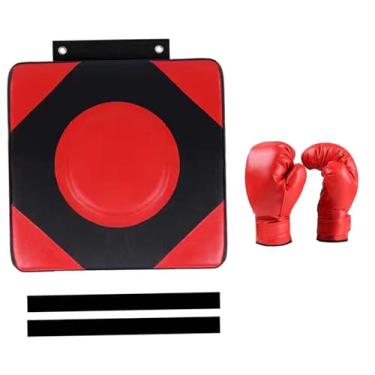 Imagem de oshhni Alvo de parede para boxe, almofada de perfuração quadrada para adultos e crianças, alvo de reação, saco de pancadas para prática doméstica, academia, Luvas de criança L vermelhas